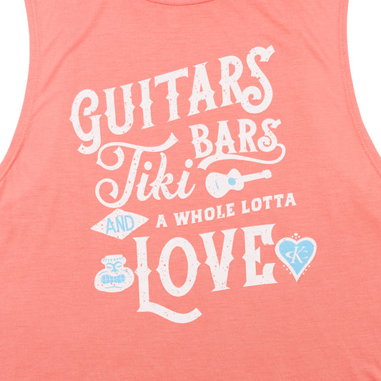 Women's Guitars Tiki Bars Muscle Tank - Sunset Orange