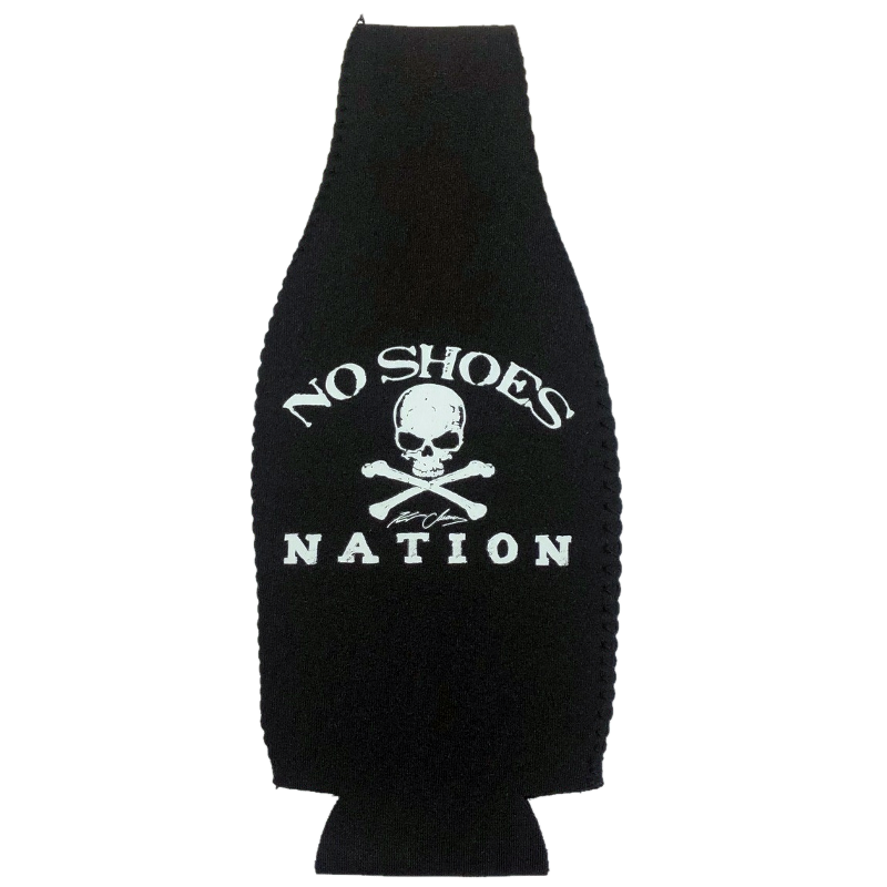No Shoes Nation Bottle Coolie - Black - NSN Front and Back