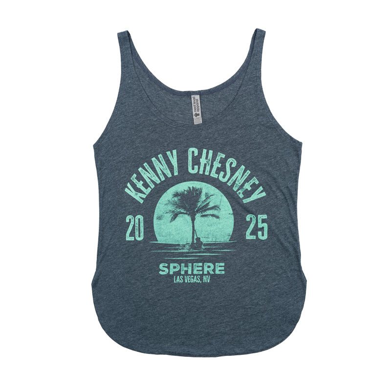Women's Palm Tree Festival Tank - Antique Denim