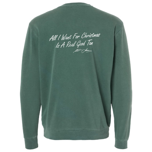 Christmas NSN Skull Santa Crewneck Sweatshirt - Pigment Alpine Green