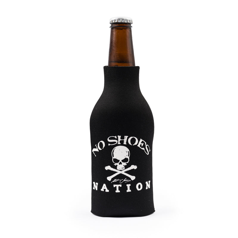 No Shoes Nation Bottle Coolie - Black - NSN Front and Back