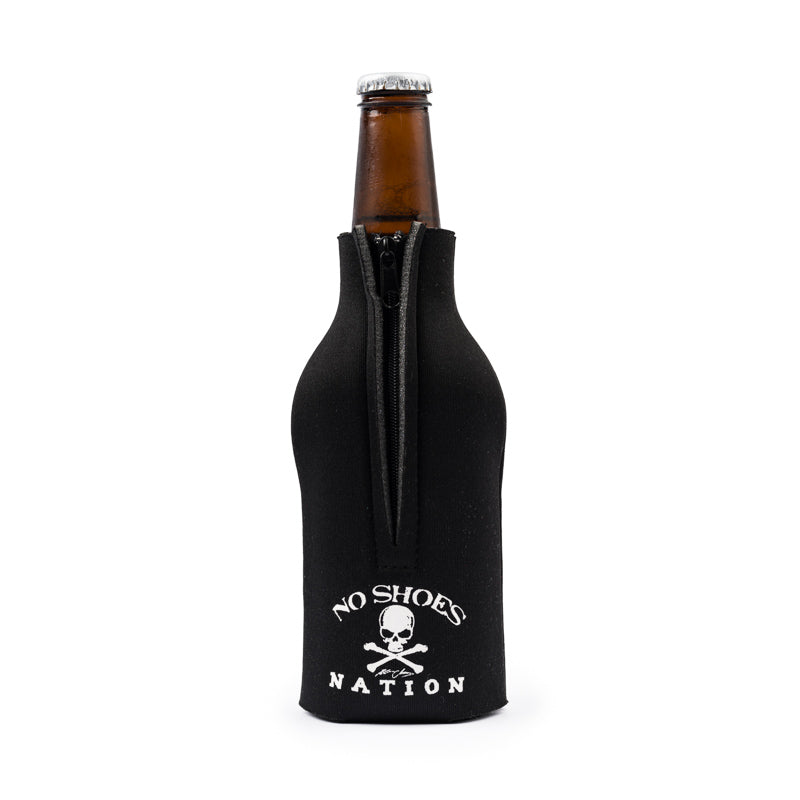 No Shoes Nation Bottle Coolie - Black - NSN Front and Back
