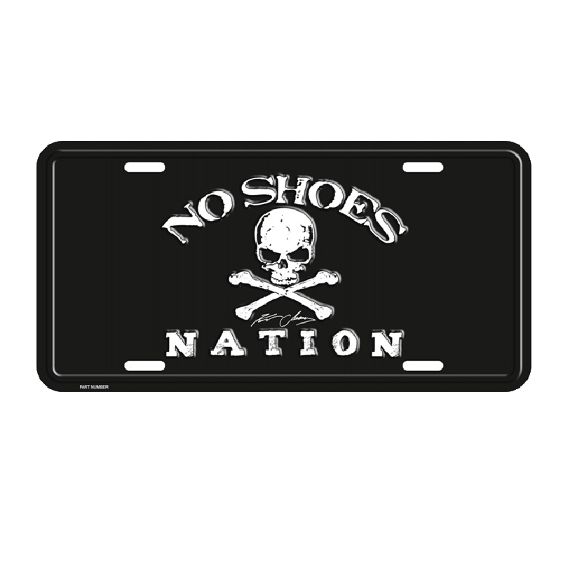No Shoes Nation License Plate - Black
