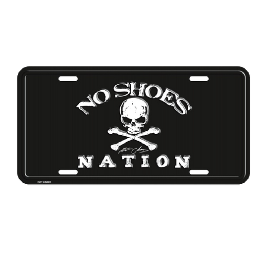 No Shoes Nation License Plate - Black