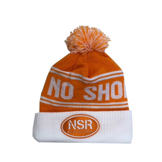 No Shoes Radio Orange and White Beanie