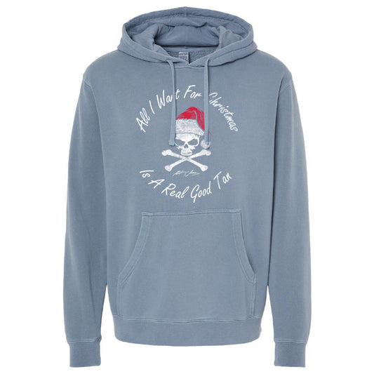 Christmas NSN Skull Santa Hooded Sweatshirt - Pigment Slate Blue