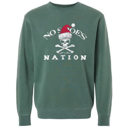 Christmas NSN Skull Santa Crewneck Sweatshirt - Pigment Alpine Green