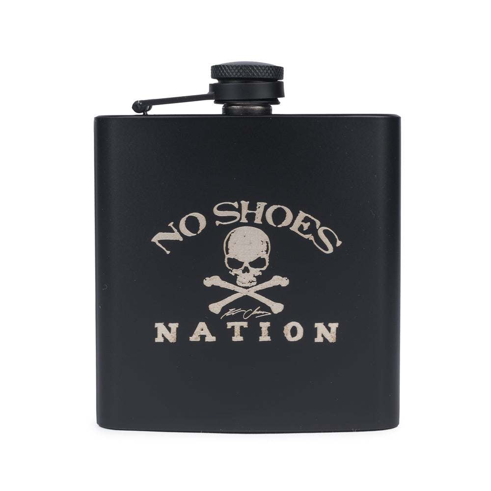 6oz Stainless Steel Flask - No Shoes Nation - Black