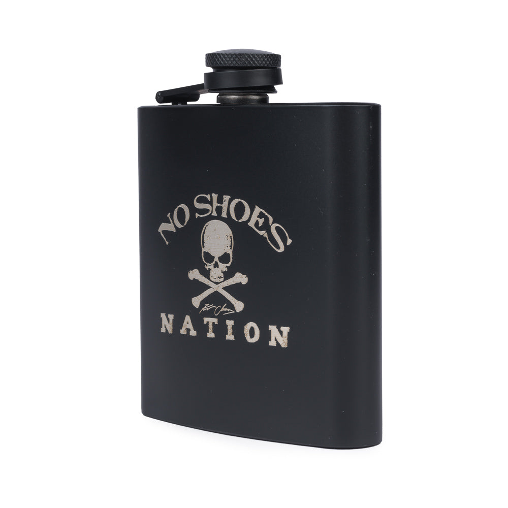 6oz Stainless Steel Flask - No Shoes Nation - Black