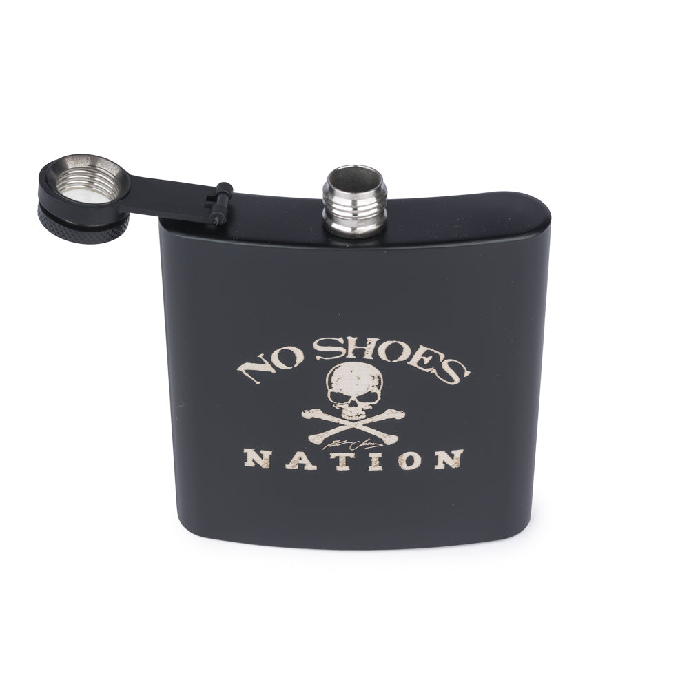 6oz Stainless Steel Flask - No Shoes Nation - Black