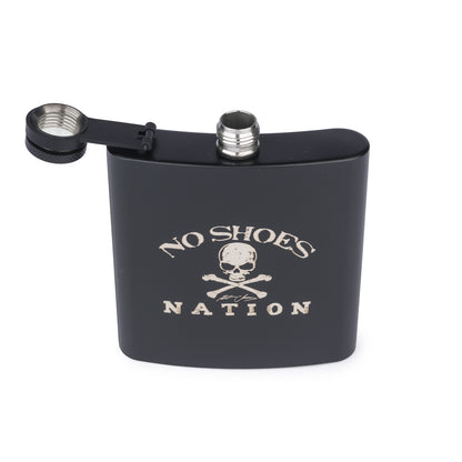 6oz Stainless Steel Flask - No Shoes Nation - Black